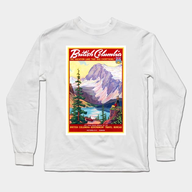 Vintage Travel Poster  Canada British Columbia 2 Long Sleeve T-Shirt by vintagetreasure